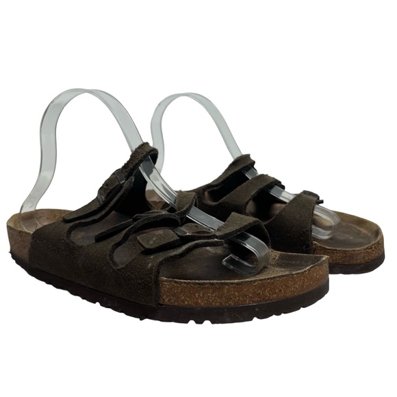 BIRKENSTOCK FLORIDA Brown Genuine Leather Suede Slides Casual Shoes Sandals  9 - Picture 1 of 16